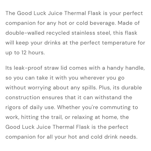 Good Totes Good Luck Juice Thermal Flask in Teak Brown - Picture 5 of 6